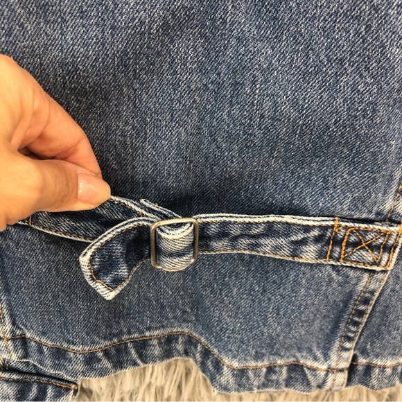 Levis Jacket Womens Medium Red Tab Denim Sleeveless Jean Button Front Vintage - Picture 6 of 9